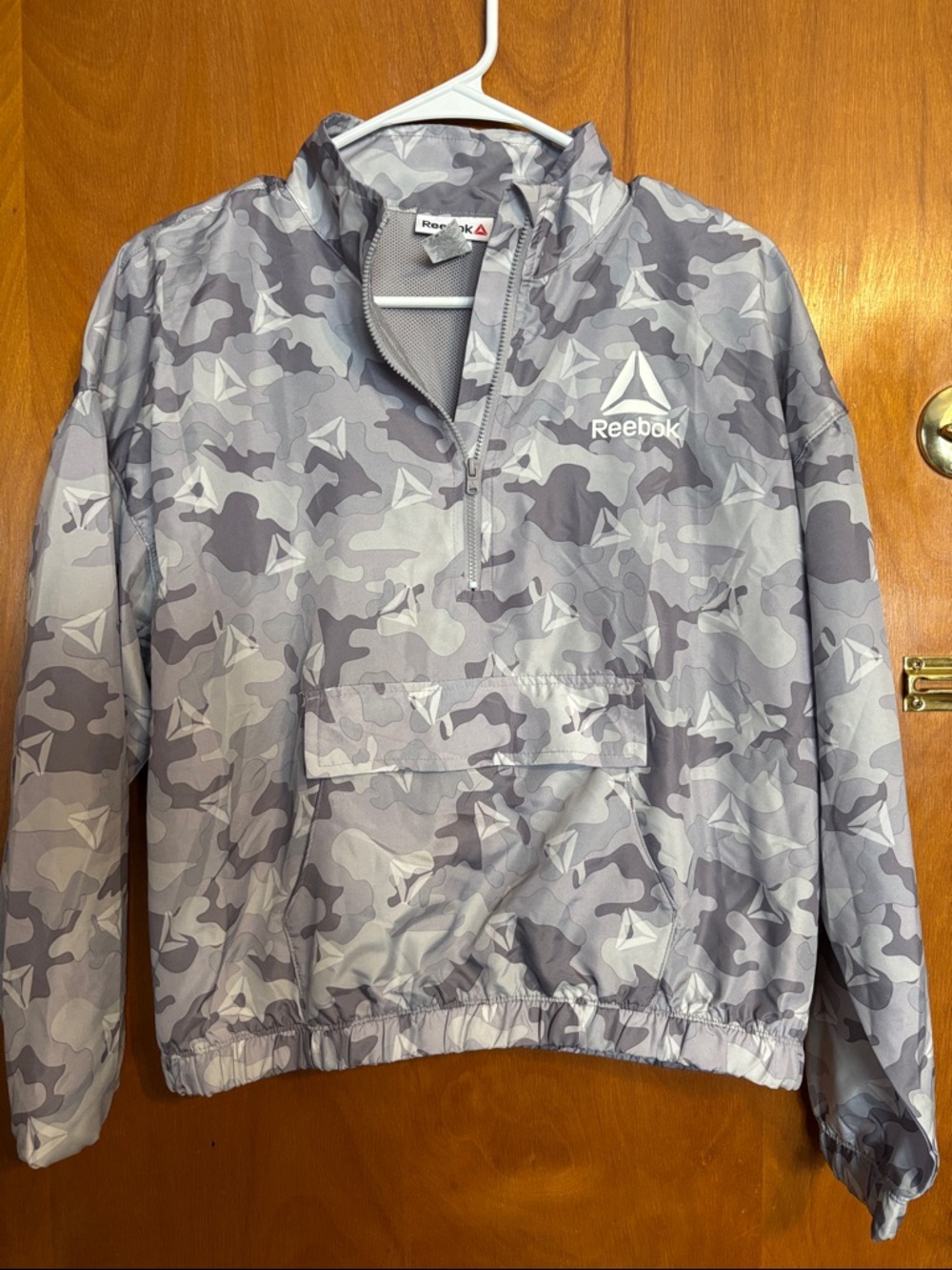 Reebok Kids' Gray Camo Half-Zip Windbreaker XL 14/16